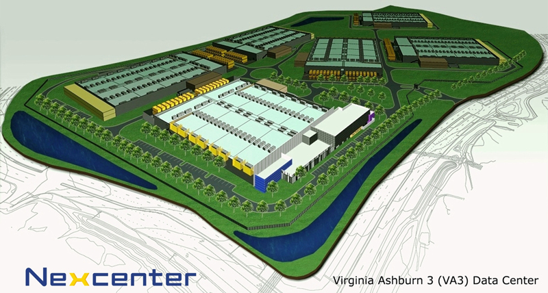 「バージニア アッシュバーン 3 (VA3) データセンター」と今後の拡張イメージ